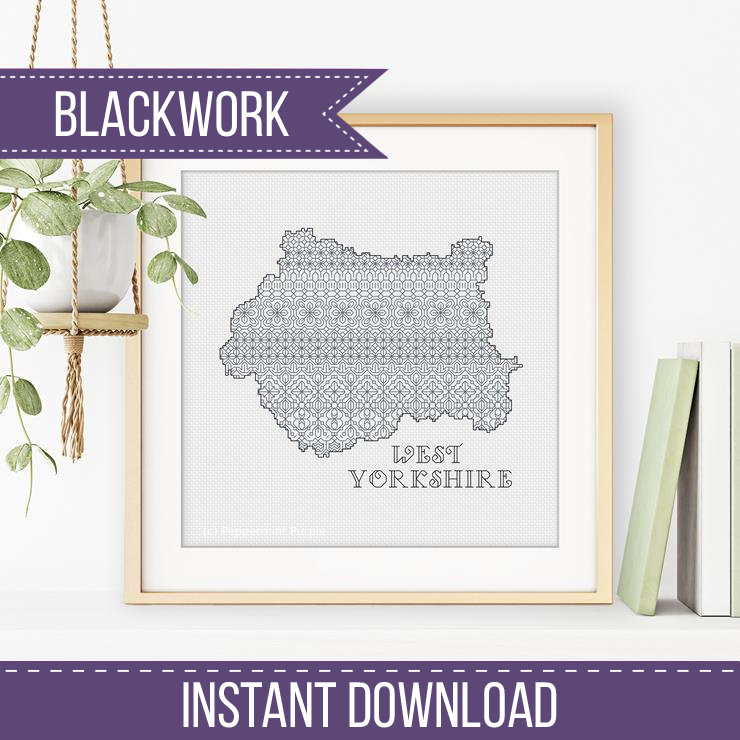 West Yorkshire Blackwork Pattern Blackwork Pattern by Peppermint Purple