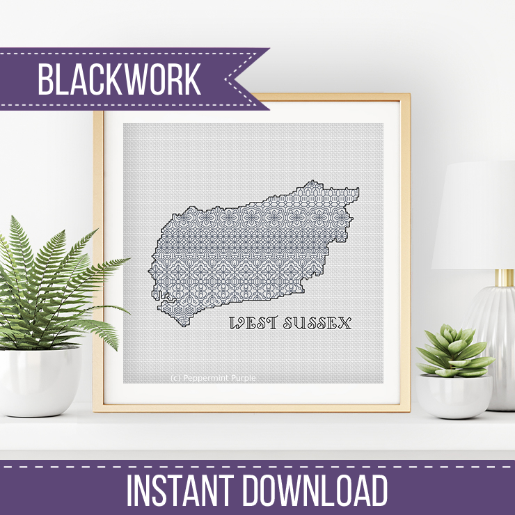 West Sussex Blackwork Pattern by Peppermint Purple