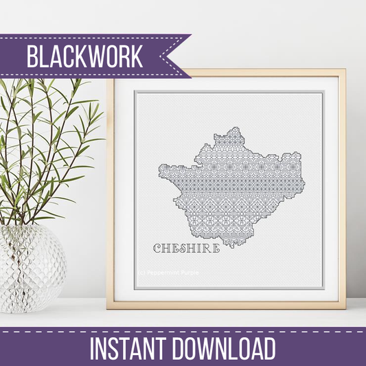 Cheshire Blackwork Pattern Blackwork Pattern by Peppermint Purple