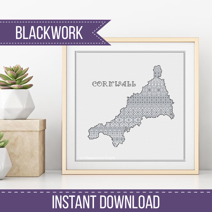 Cornwall Blackwork Pattern Blackwork Pattern by Peppermint Purple