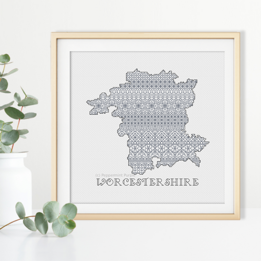 Worcestershire Blackwork Pattern Blackwork Pattern by Peppermint Purple