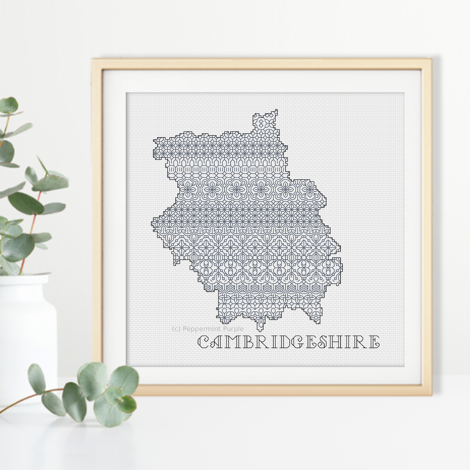 Cambridgeshire Blackwork Pattern Blackwork Pattern by Peppermint Purple