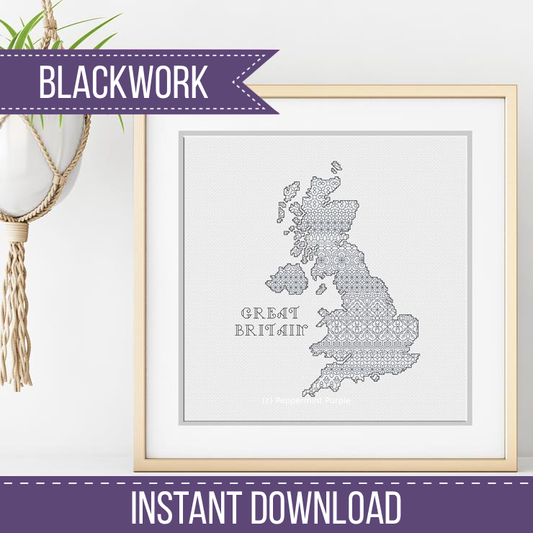 Great Britain Blackwork Blackwork Pattern by Peppermint Purple