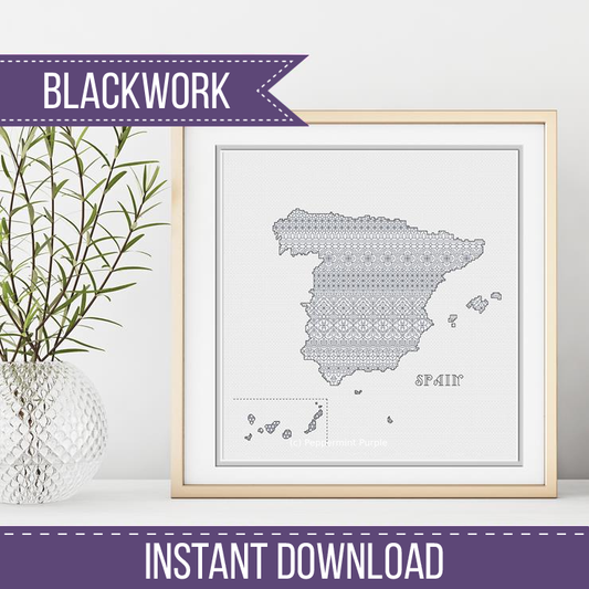 Spain Blackwork Pattern Blackwork Pattern by Peppermint Purple