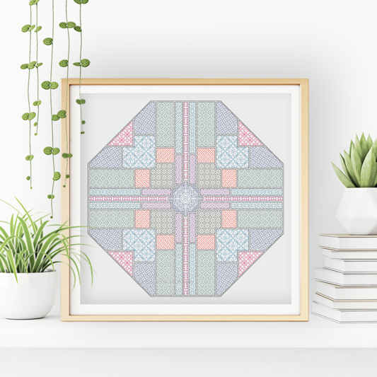 Blackwork Octagon Pattern Blackwork Pattern by Peppermint Purple