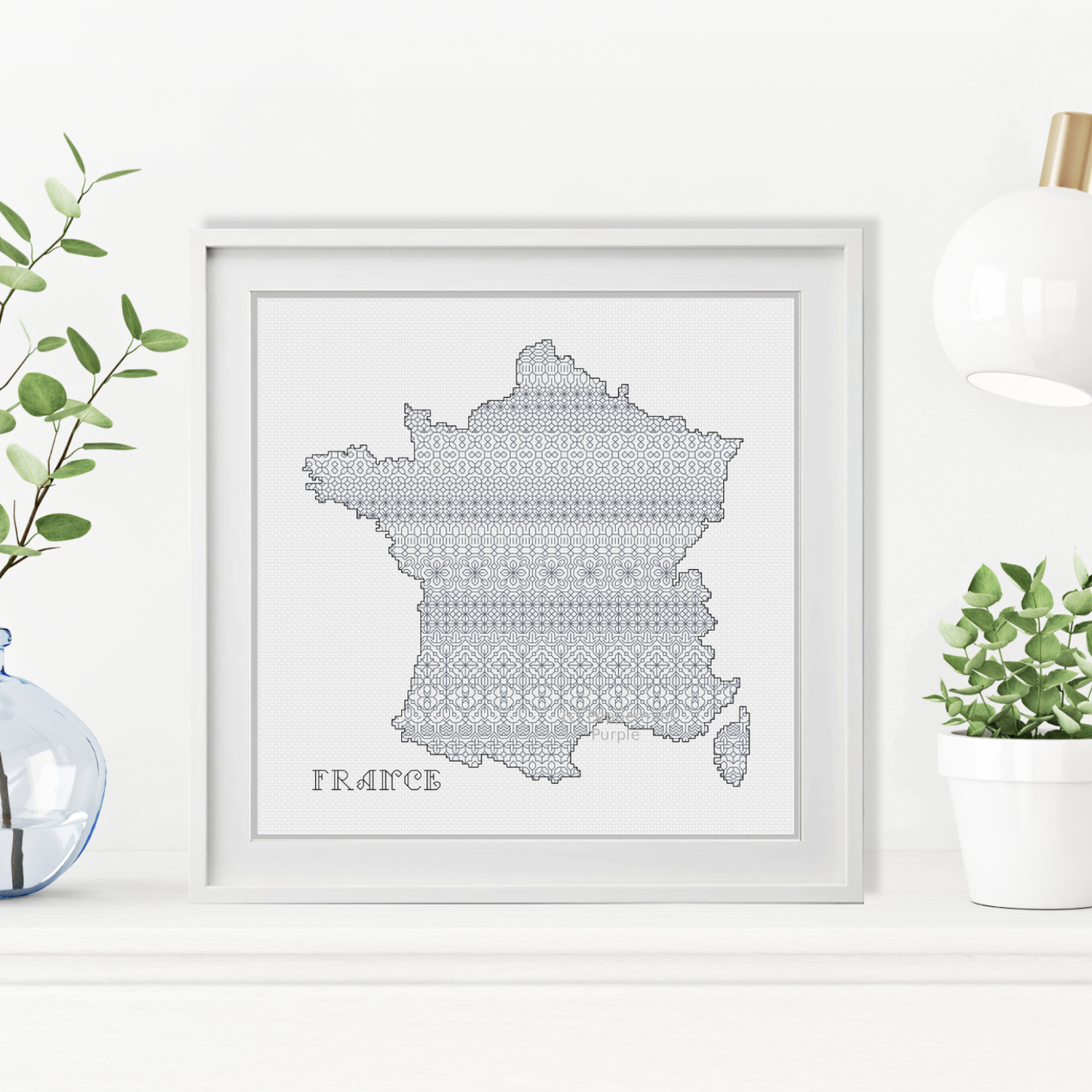 France Blackwork Pattern Blackwork Pattern by Peppermint Purple