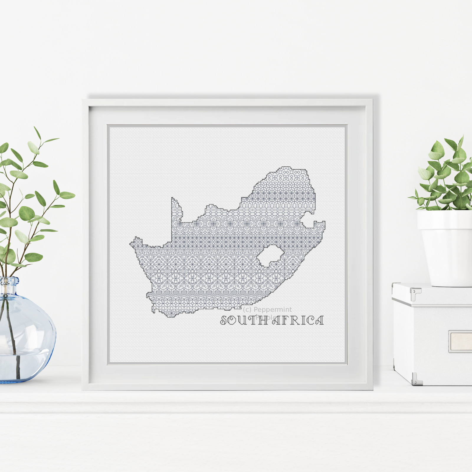 South Africa Blackwork Pattern by Peppermint Purple