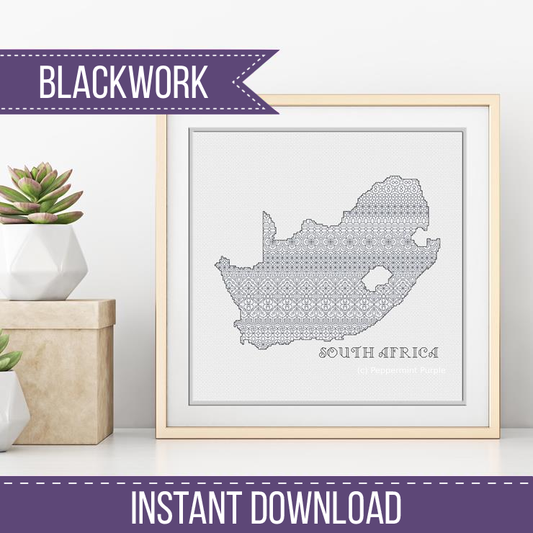 South Africa Blackwork Pattern by Peppermint Purple