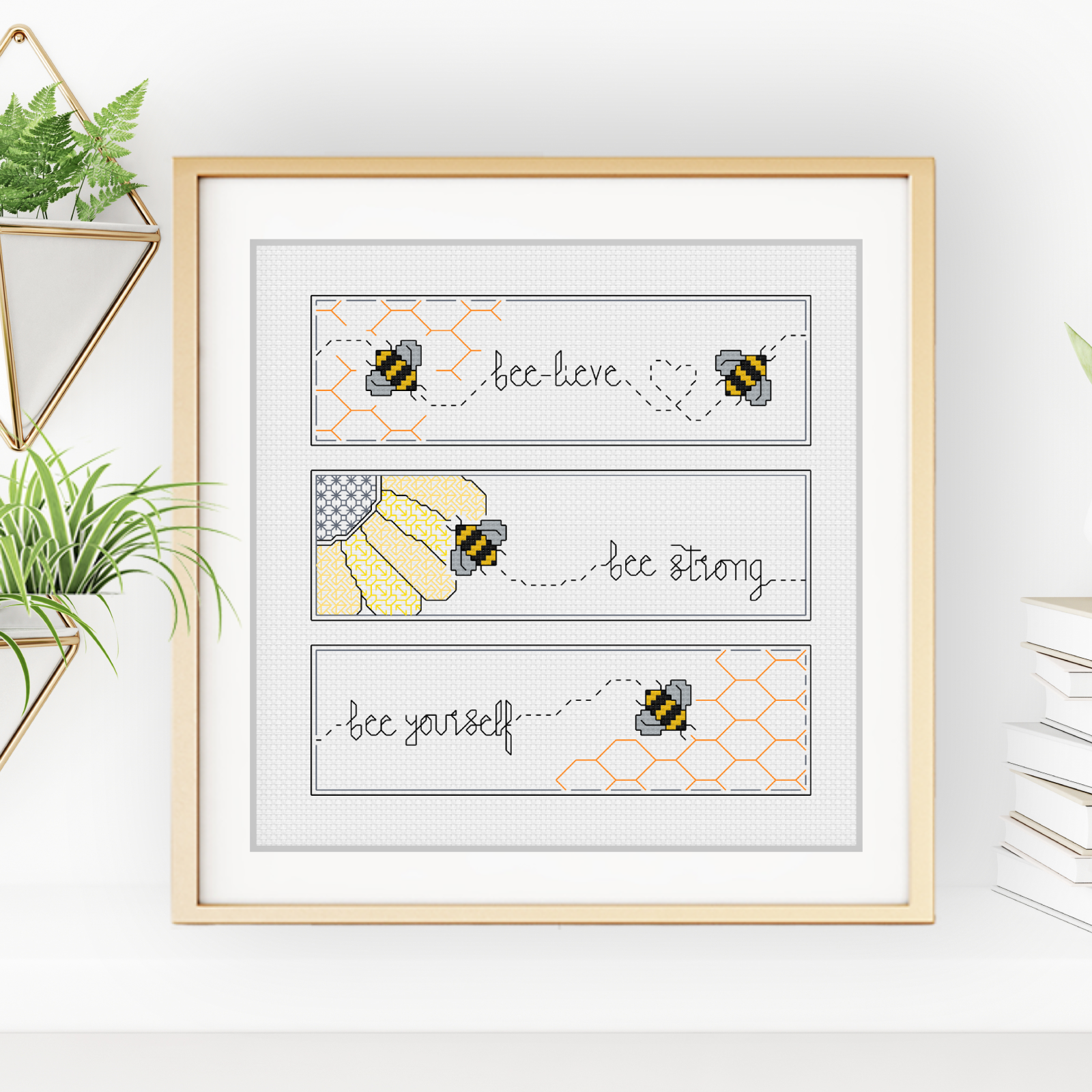 Bee Blackwork Bookmarks Triptique Blackwork Pattern by Peppermint Purple