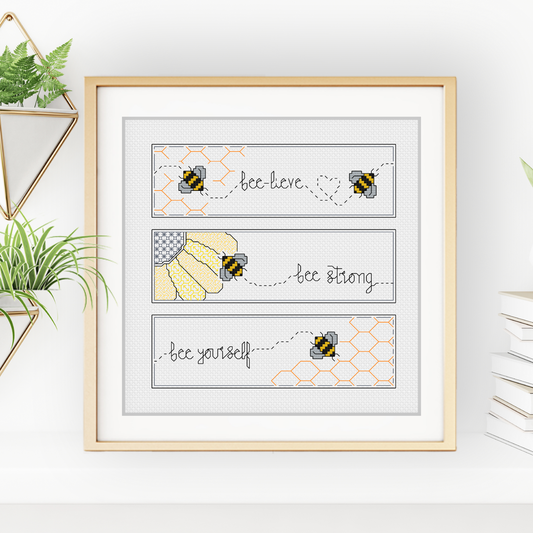 Bee Blackwork Bookmarks Triptique Blackwork Pattern by Peppermint Purple