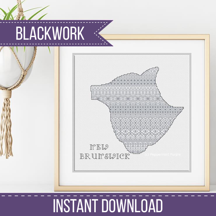 New Brunswick Blackwork Blackwork Pattern by Peppermint Purple