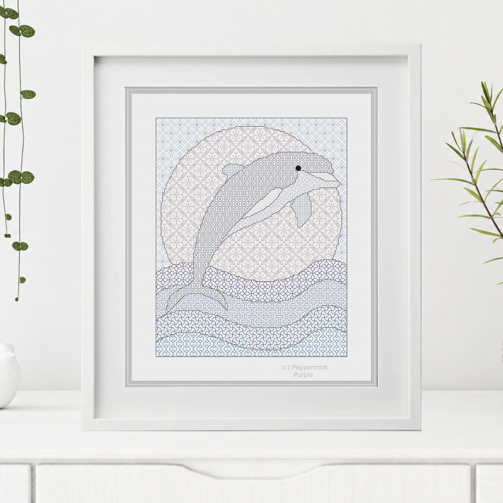 Dolphin Blackwork Pattern Blackwork Pattern by Peppermint Purple