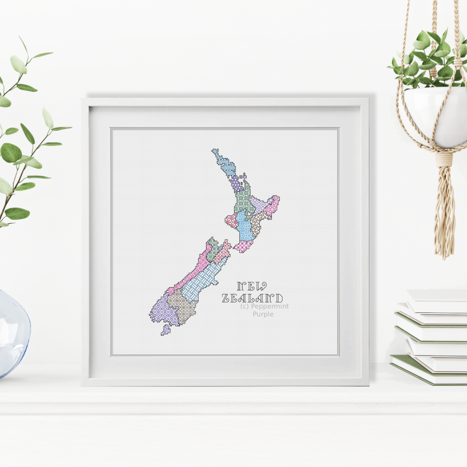 New Zealand Blackwork Blackwork Pattern by Peppermint Purple