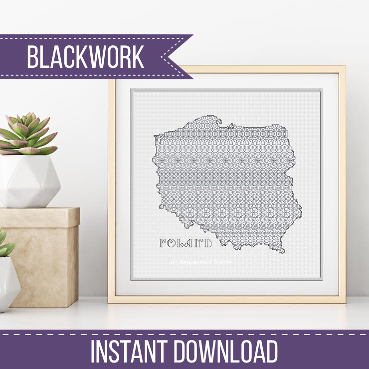 Poland Blackwork Blackwork Pattern by Peppermint Purple