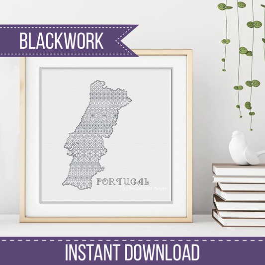 Portugal Blackwork Blackwork Pattern by Peppermint Purple