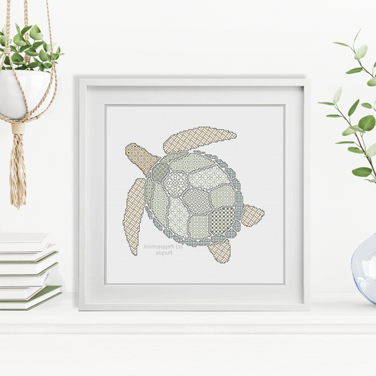 Green Sea Turtle Blackwork Pattern by Peppermint Purple