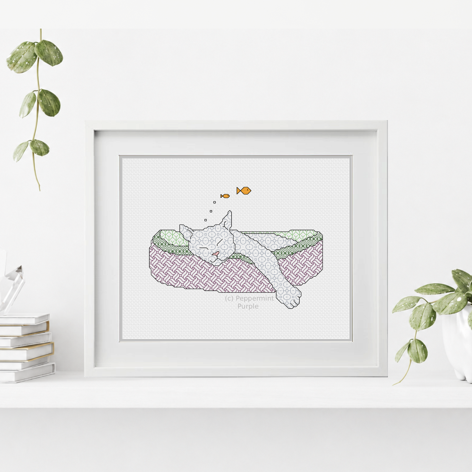 Fishy Dreams Blackwork Pattern by Peppermint Purple