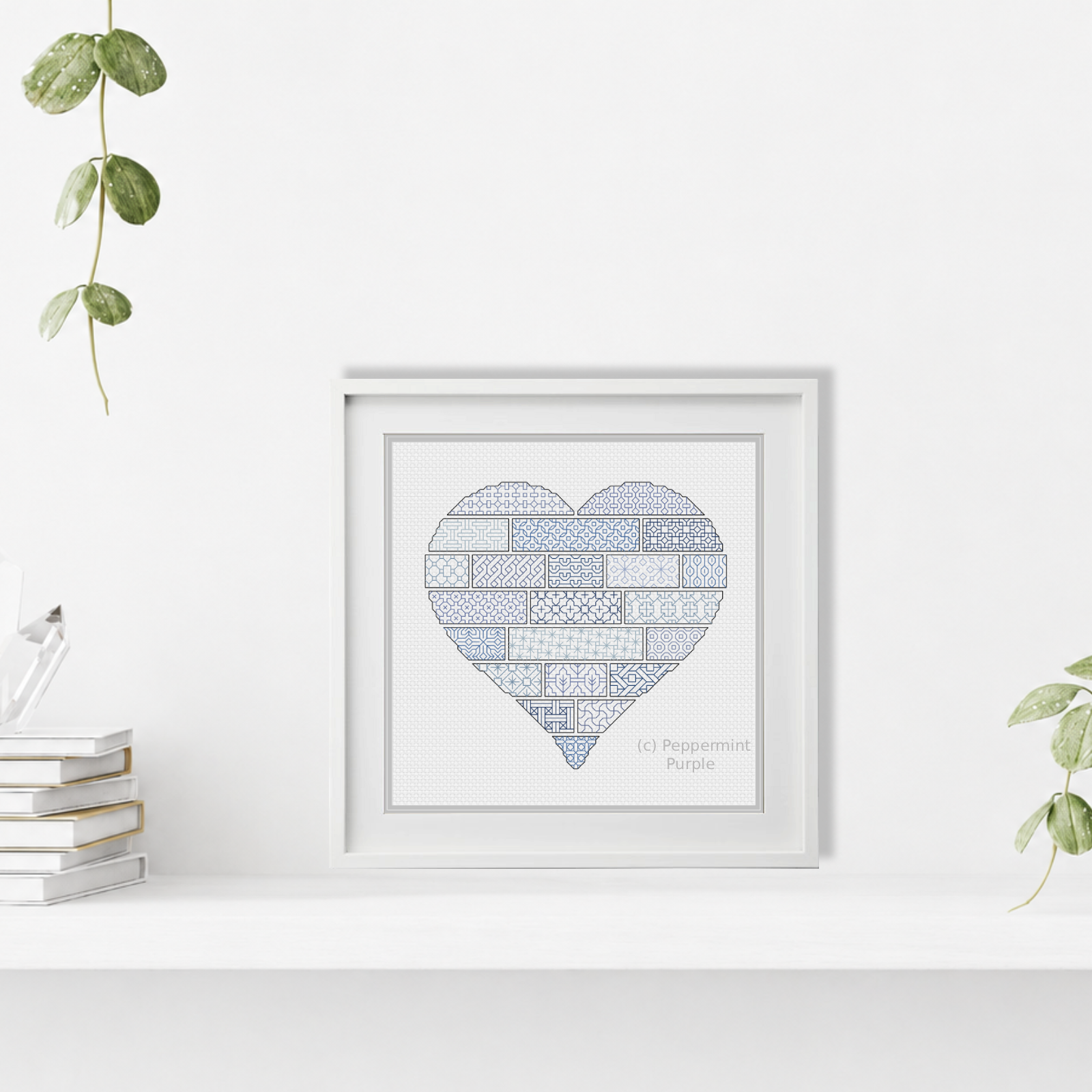 Blackwork Heart Pattern Blackwork Pattern by Peppermint Purple