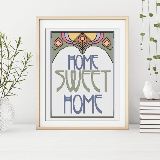 Home Sweet Home Art Deco Cross Stitch Pattern by Peppermint Purple