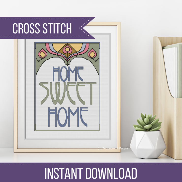 Home Sweet Home Art Deco Cross Stitch Pattern by Peppermint Purple