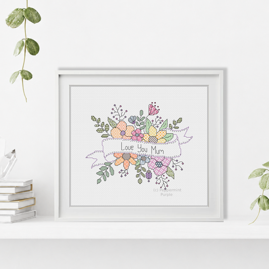 Floral Ribbon Blackwork Pattern by Peppermint Purple