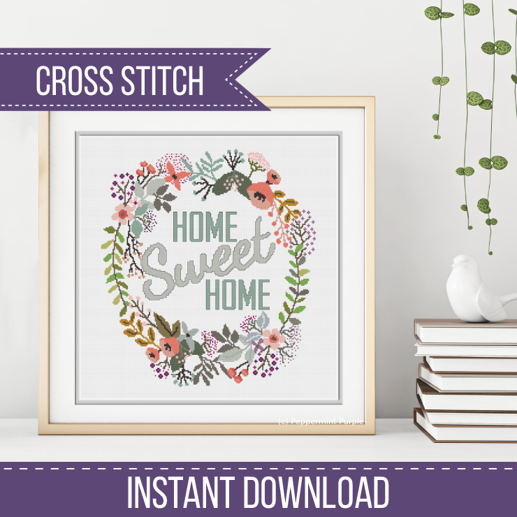 Home Sweet Home Cross Stitch Pattern by Peppermint Purple