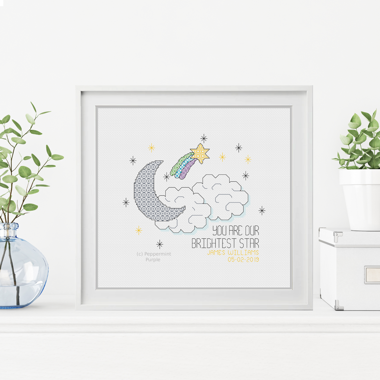 Shooting Star Blackwork Blackwork Pattern by Peppermint Purple