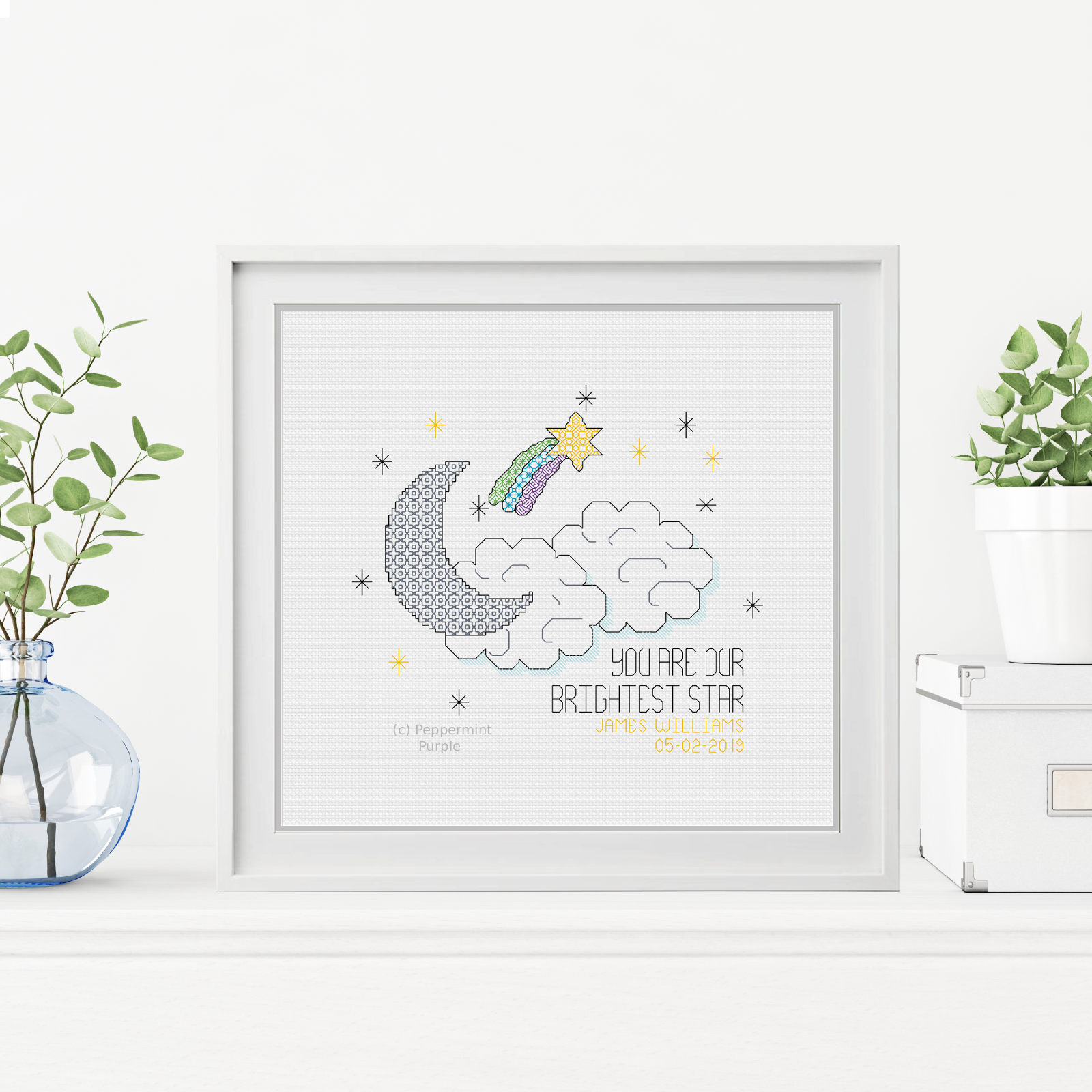 Shooting Star Blackwork Blackwork Pattern by Peppermint Purple