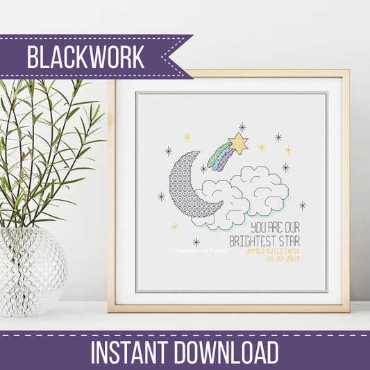 Shooting Star Blackwork Blackwork Pattern by Peppermint Purple