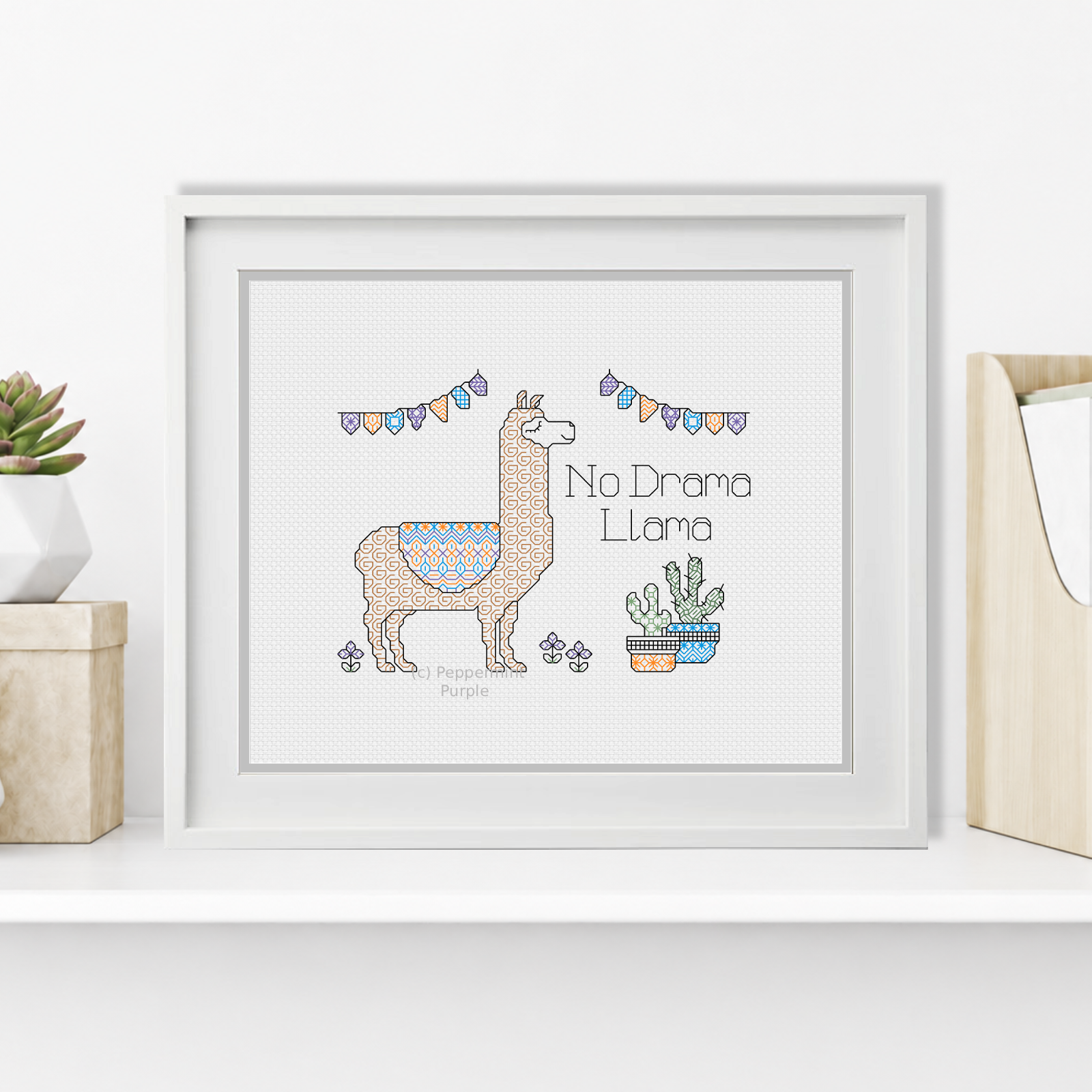 No Drama Llama Blackwork Pattern by Peppermint Purple