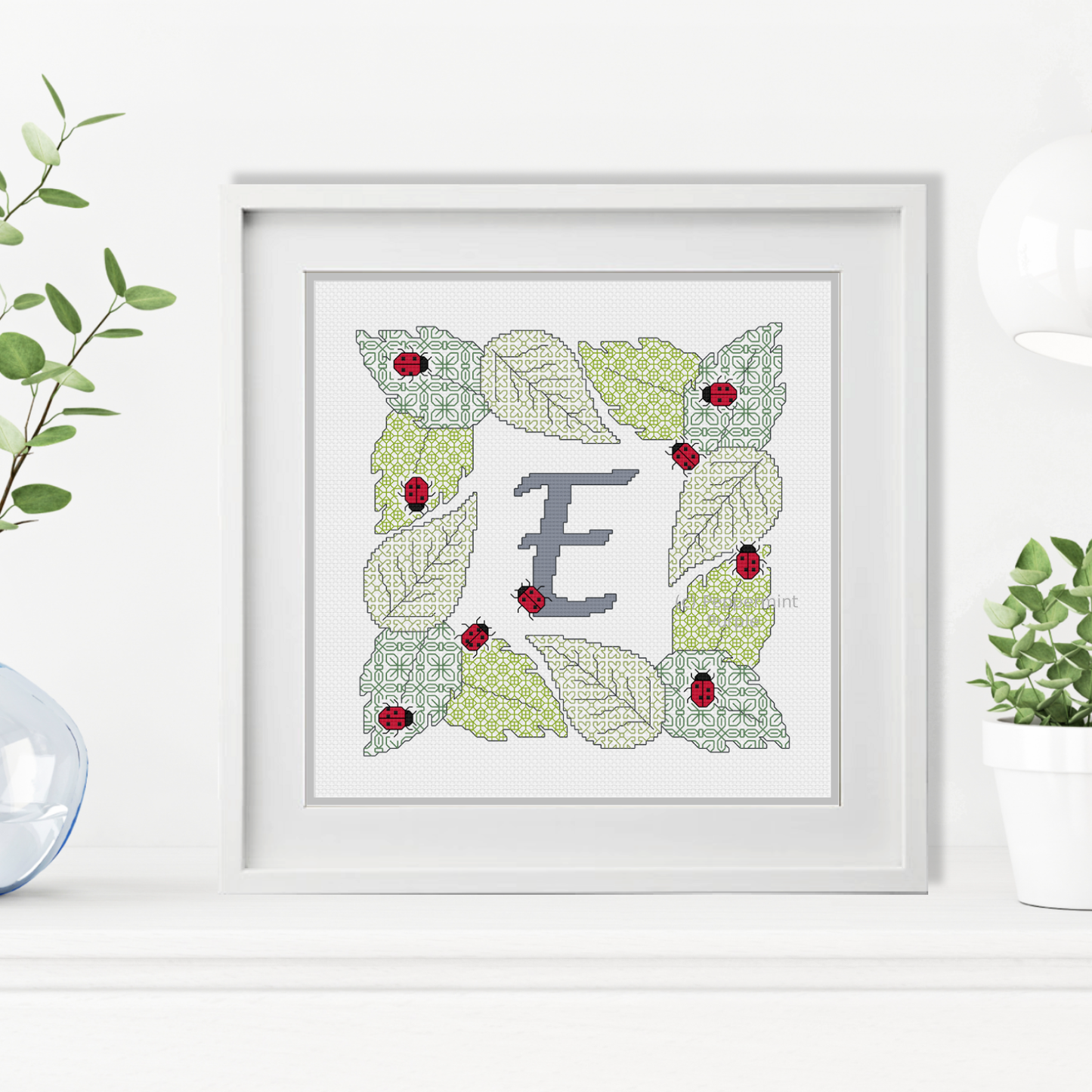 Ladybug Letters Blackwork Pattern by Peppermint Purple