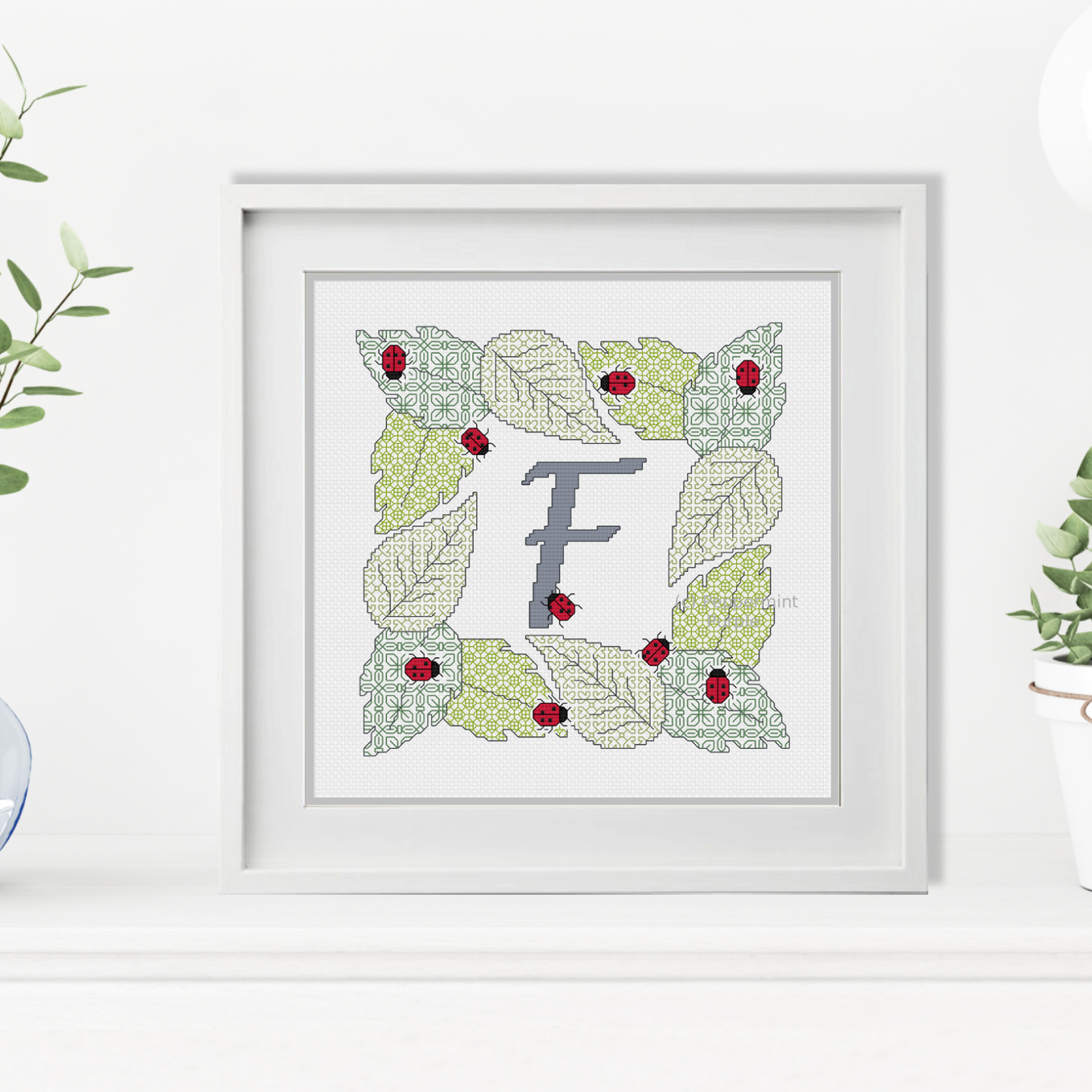 Ladybug Letters Blackwork Pattern by Peppermint Purple