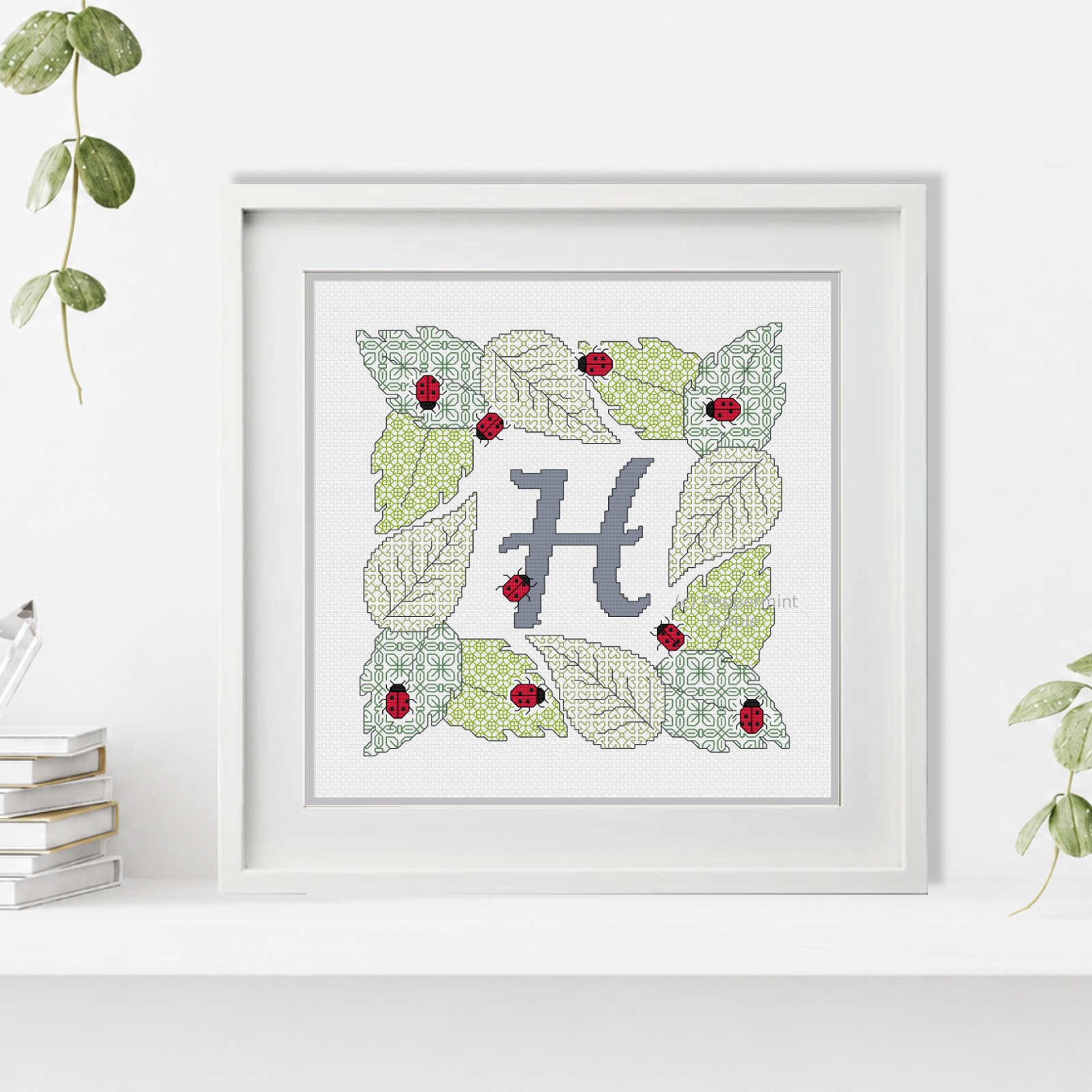 Ladybug Letters Blackwork Pattern by Peppermint Purple