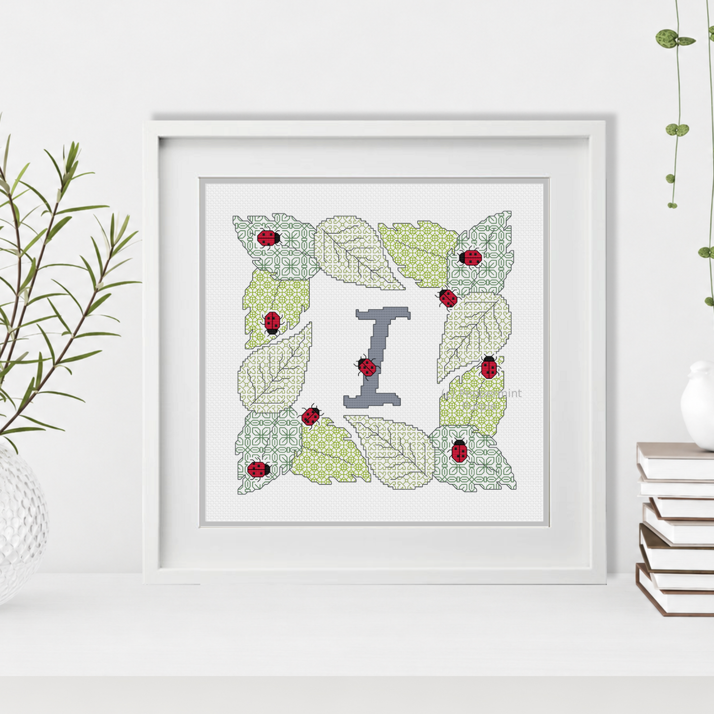 Ladybug Letters Blackwork Pattern by Peppermint Purple