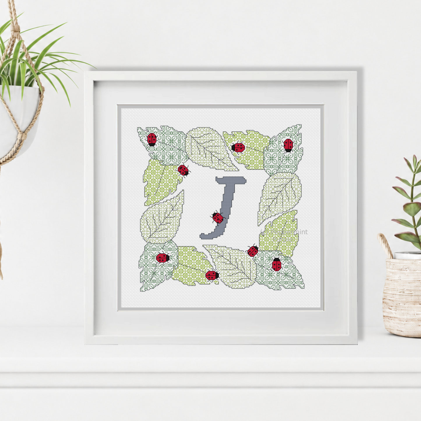 Ladybug Letters Blackwork Pattern by Peppermint Purple