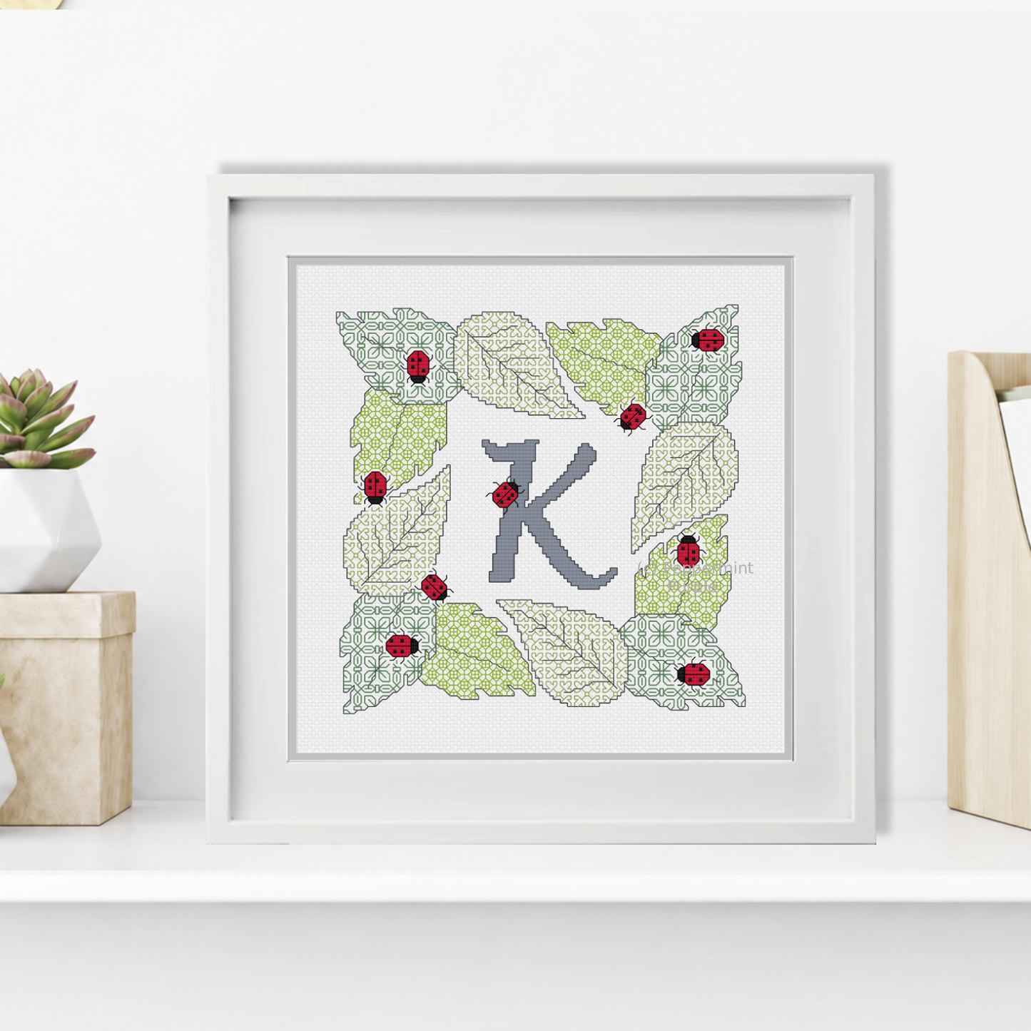 Ladybug Letters Blackwork Pattern by Peppermint Purple