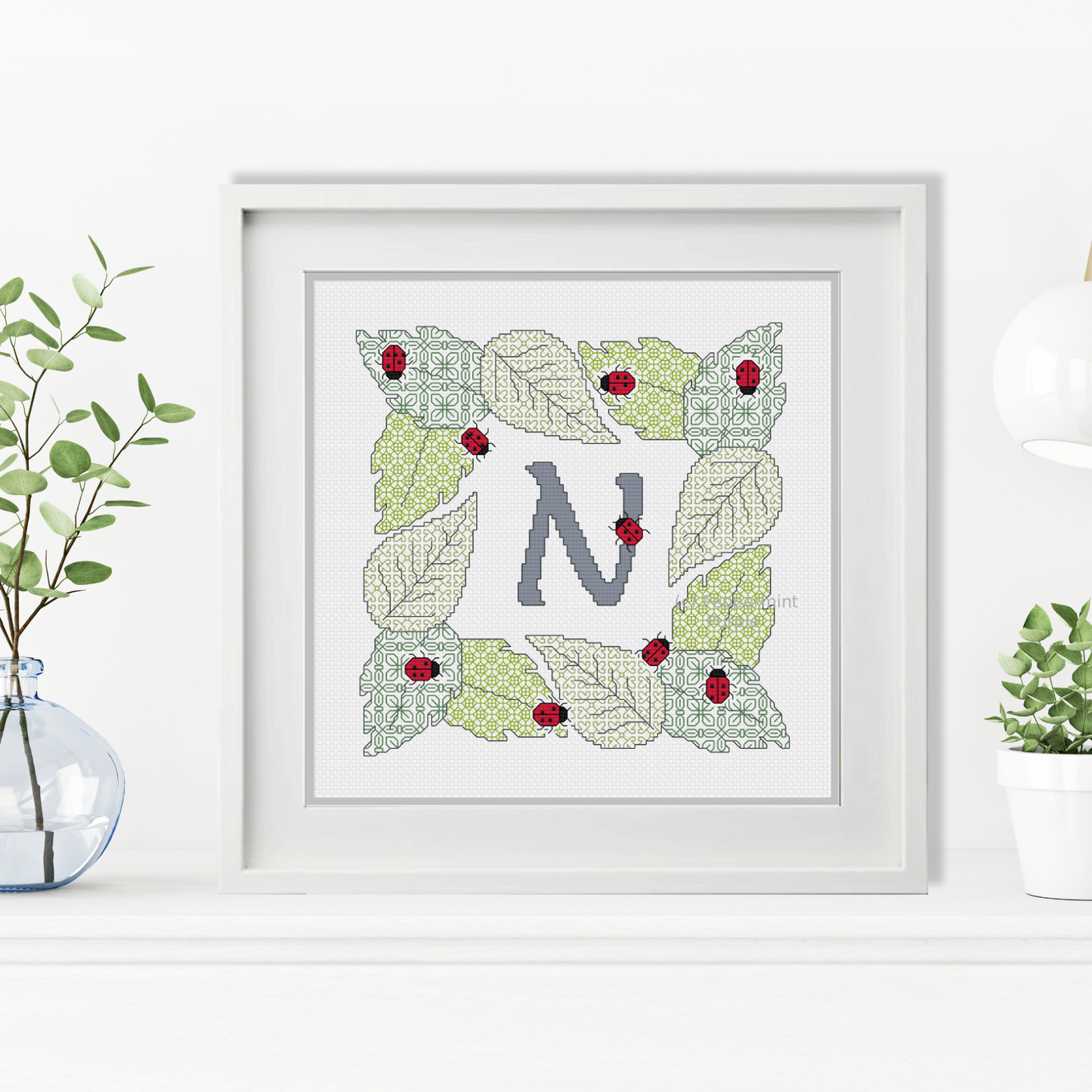 Ladybug Letters Blackwork Pattern by Peppermint Purple