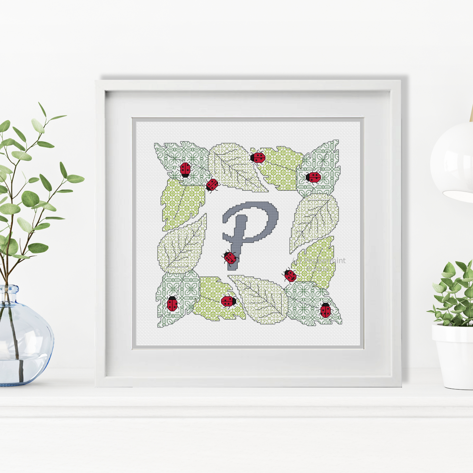 Ladybug Letters Blackwork Pattern by Peppermint Purple