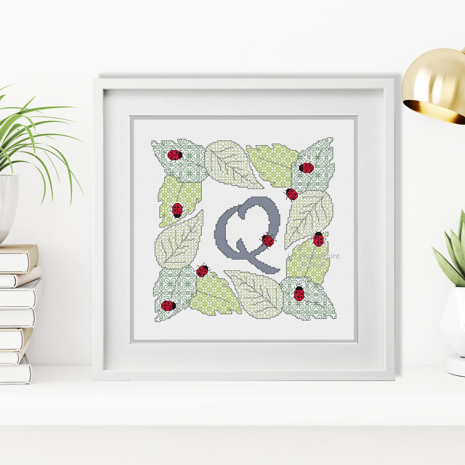 Ladybug Letters Blackwork Pattern by Peppermint Purple