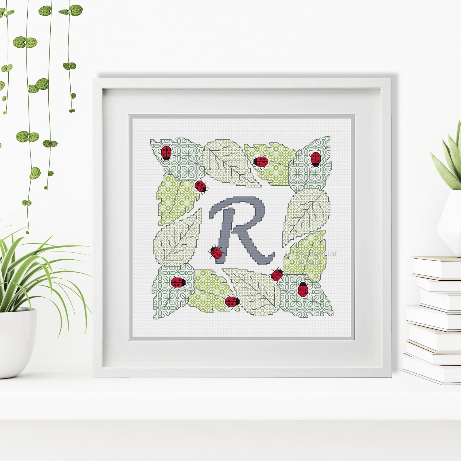 Ladybug Letters Blackwork Pattern by Peppermint Purple