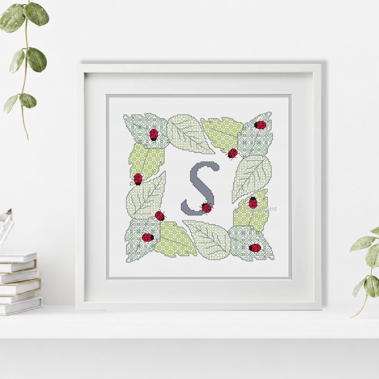 Ladybug Letters Blackwork Pattern by Peppermint Purple