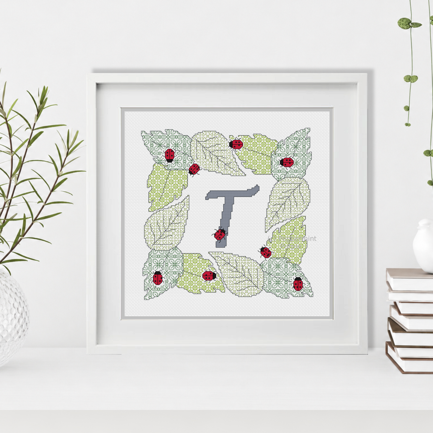 Ladybug Letters Blackwork Pattern by Peppermint Purple