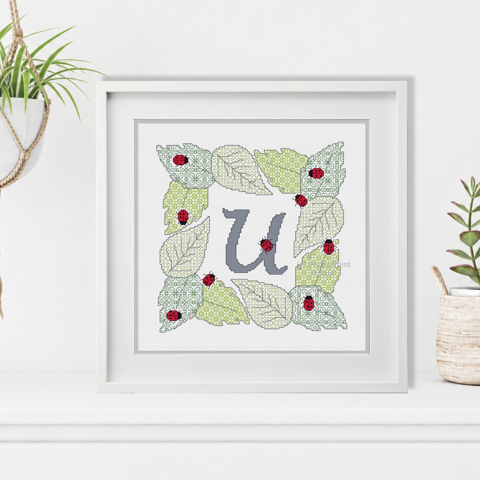Ladybug Letters Blackwork Pattern by Peppermint Purple