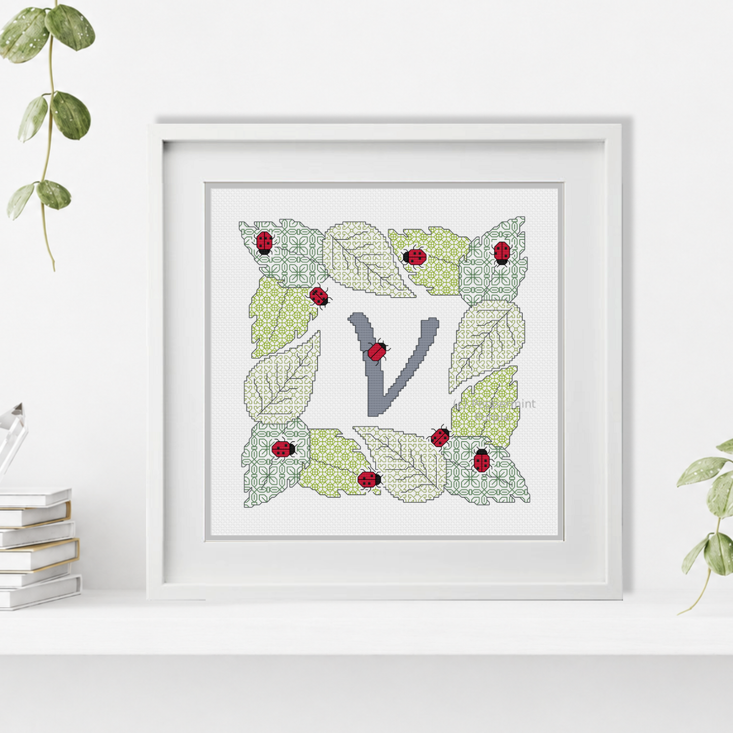 Ladybug Letters Blackwork Pattern by Peppermint Purple