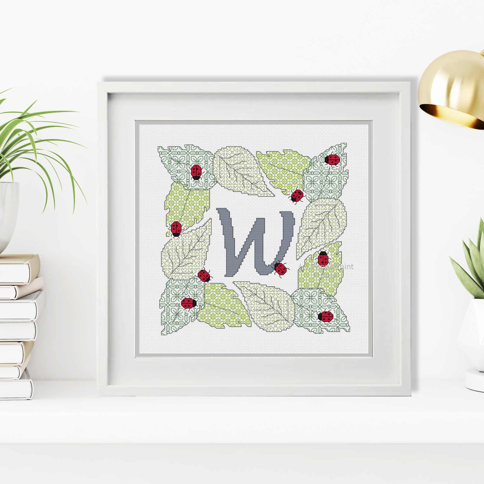 Ladybug Letters Blackwork Pattern by Peppermint Purple