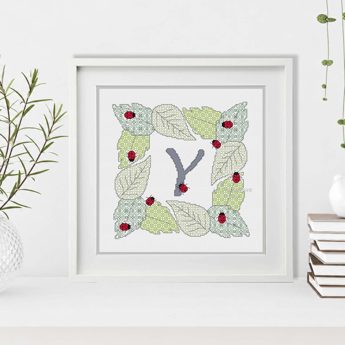 Ladybug Letters Blackwork Pattern by Peppermint Purple