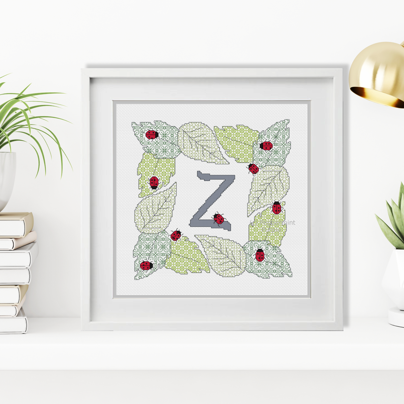 Ladybug Letters Blackwork Pattern by Peppermint Purple