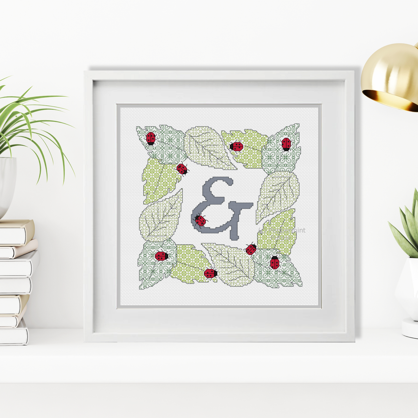 Ladybug Letters Blackwork Pattern by Peppermint Purple