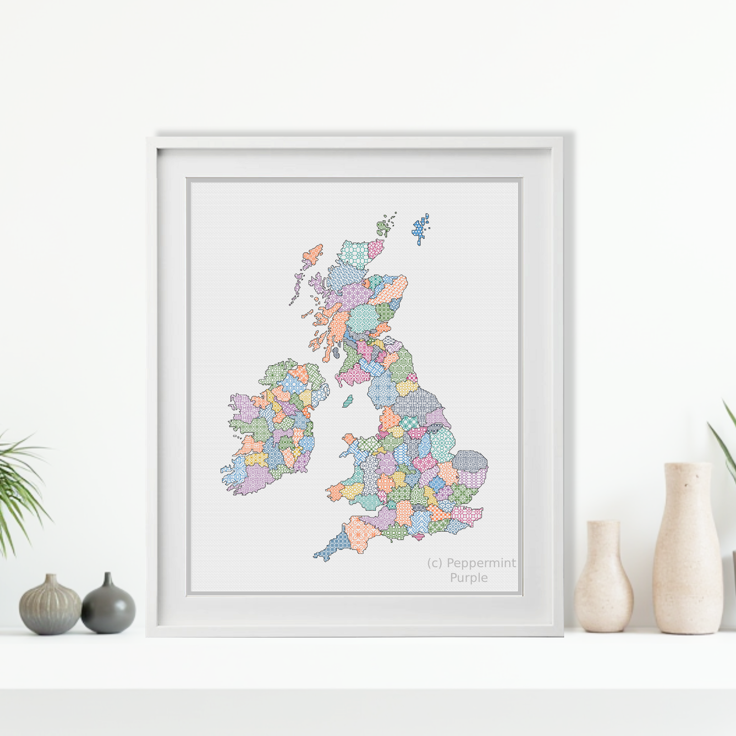 UK & Eire Counties Blackwork Blackwork Pattern by Peppermint Purple