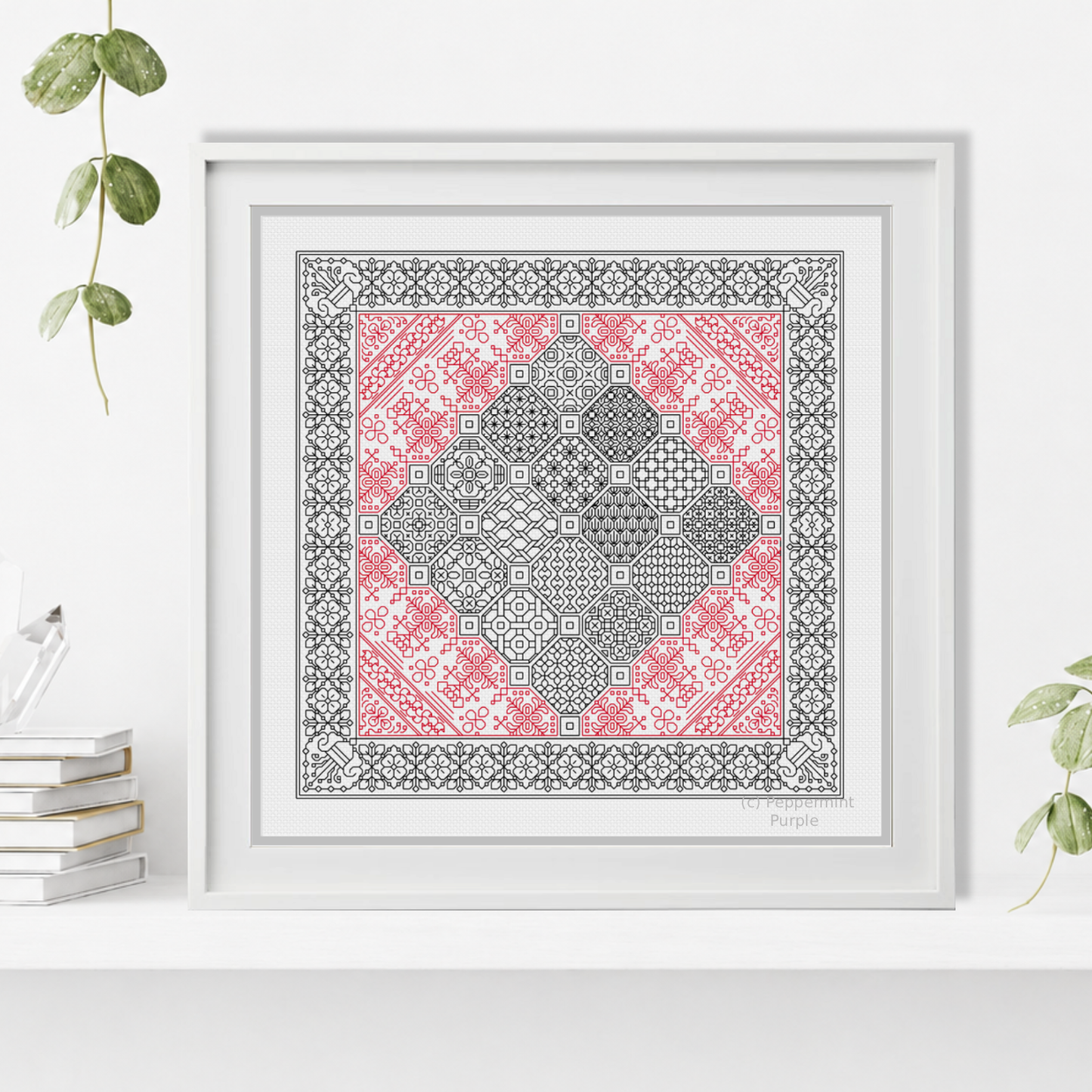 Blackwork Octagons Blackwork Pattern by Peppermint Purple